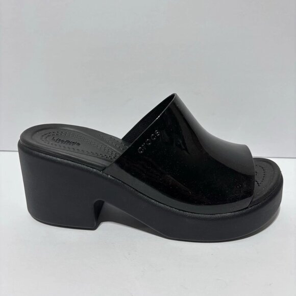 Crocs Women’s Brooklyn Block Heel Sandals Black, Size 8 M - Picture 1 of 5